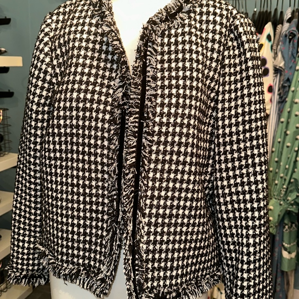 Kate Spade houndstooth tweed jacket with a a bit of sparkle.